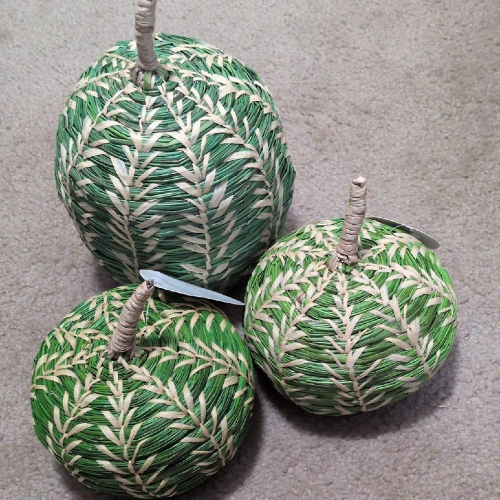 Lot Of 3 Woven Pumpkins